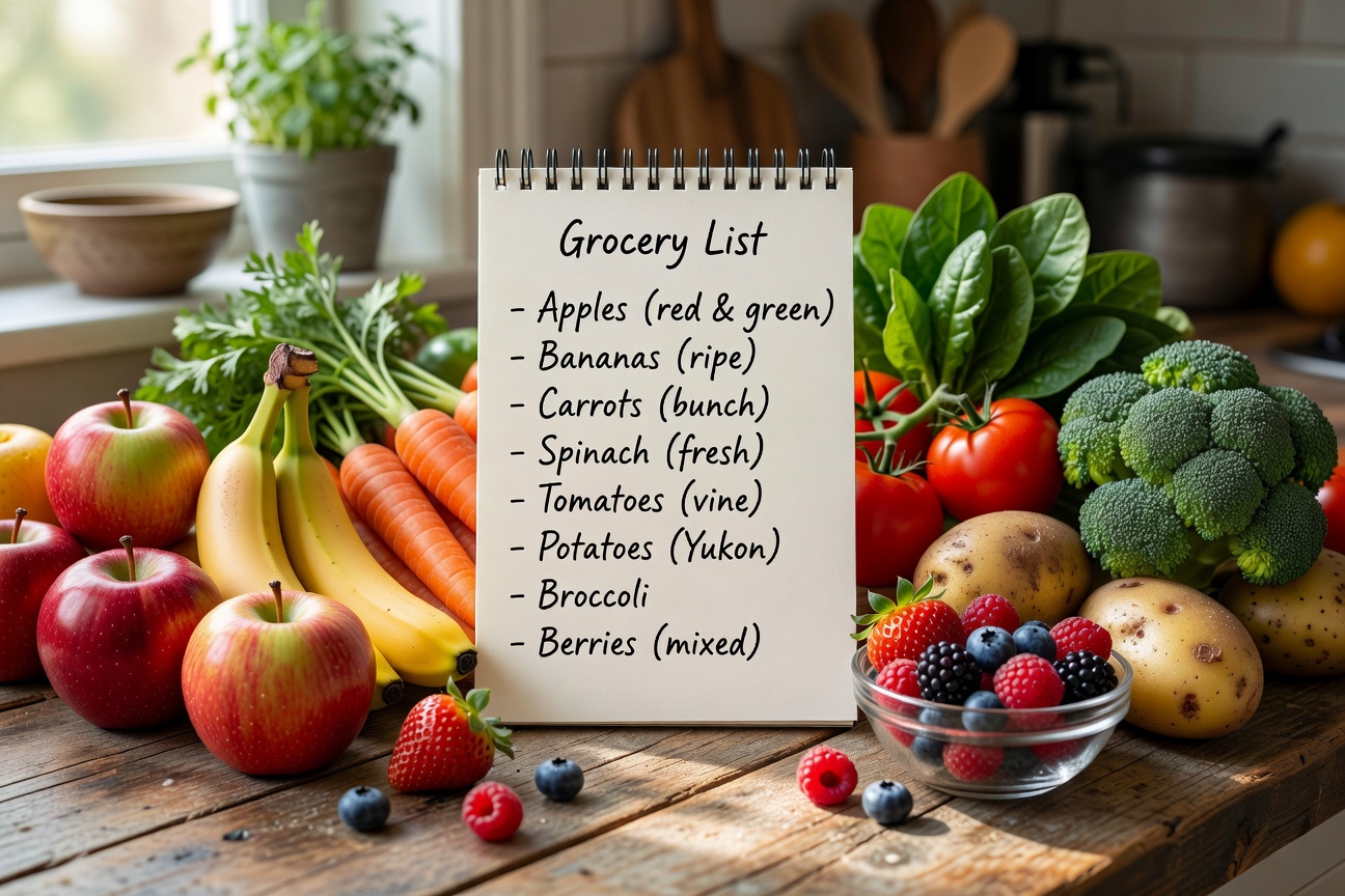 Grocery shopping with a list